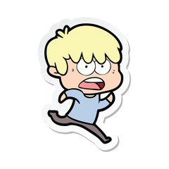Obraz premium sticker of a worried cartoon boy