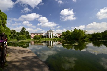 Lake and Park building in the morning	