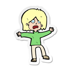 sticker of a cartoon unhappy person
