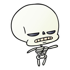 gradient cartoon of spooky kawaii skeleton