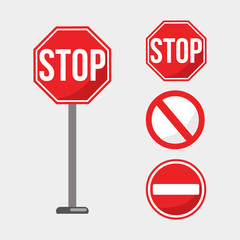 stop sign vector illustration set