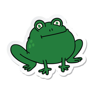 sticker of a quirky hand drawn cartoon frog