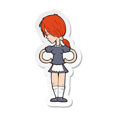 sticker of a cartoon waitress