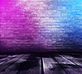 bricks room with neon lights