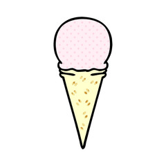 quirky comic book style cartoon strawberry ice cream cone