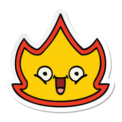 sticker of a cute cartoon happy fire