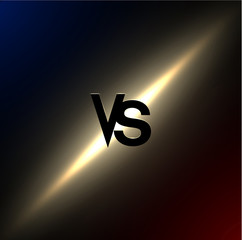 Versus - confrontation, shiny screen with golden VS sign.