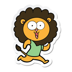 sticker of a happy cartoon lion