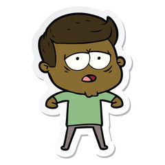 sticker of a cartoon tired man