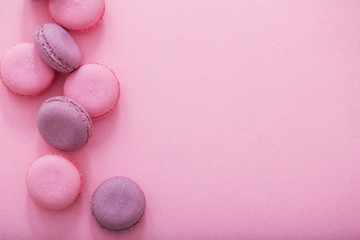 pink macaroons on pink background