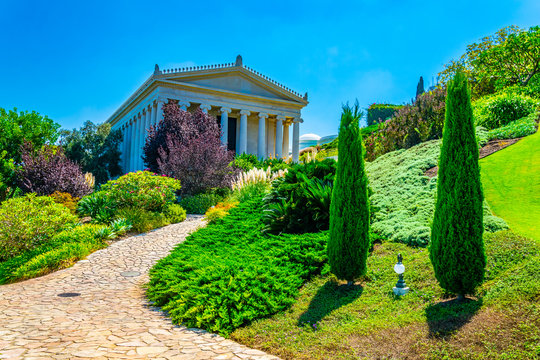 Universal House of Justice at Bahai gardens in Haifa, Israel