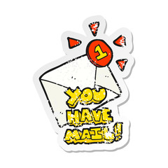 retro distressed sticker of a cartoon email