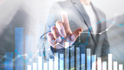 Financial growth graph. Sales increase, marketing strategy concept.