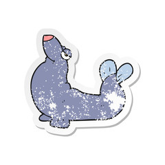 retro distressed sticker of a cartoon proud seal