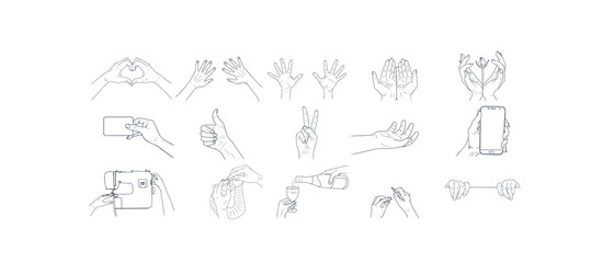 Vector set sketch illustration - female hands