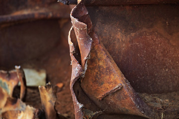 Rusted pieces of torn metal.