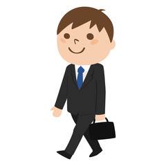 若い男性のイラスト。歩く健康的なビジネスマン。