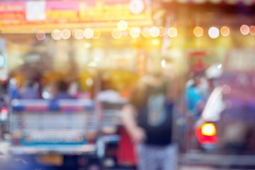 Blurred photo of Chinatown road Bangkok, Thailand