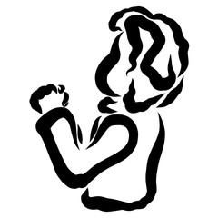 A child prays to God with confidence, black pattern