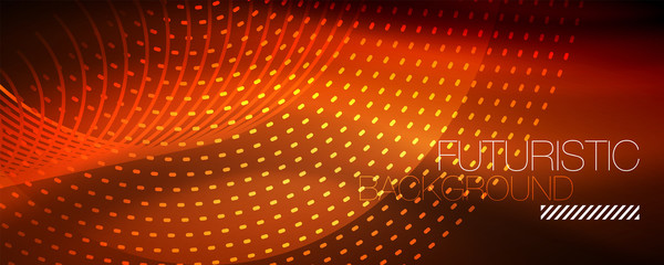 Fototapeta premium Glowing light particles in dark neon space, magic glow shiny abstract background