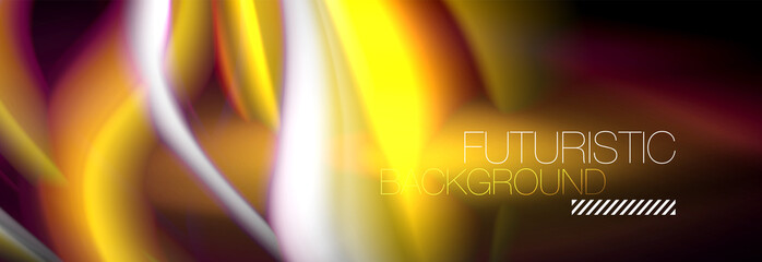 Fluid color neon wave lines background, neon liquid color futuristic paint template