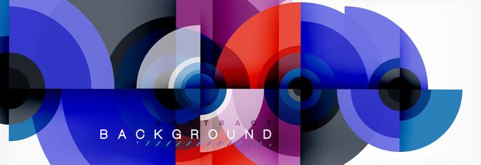 Obraz premium Minimal geometric circles and triangles abstract background, techno modern design, poster template