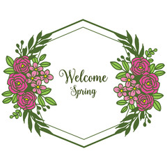 Vector illustration flower plant frame with invitation welcome hand drawn