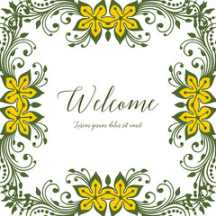 Vector illustration yellow flower frame blooms with invitation welcome hand drawn