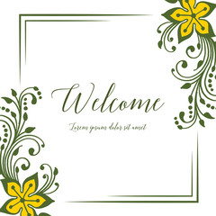 Vector illustration yellow flower frame blooms with invitation welcome hand drawn