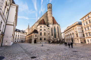 Vienna, Austria - December 24, 2017. View of Minoritenkirche or Italian National Church of Mary of...