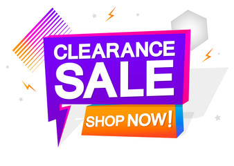 Clearance Sale, promotion tag design template, discount speech bubble banner, flash offer, app icon, vector illustration