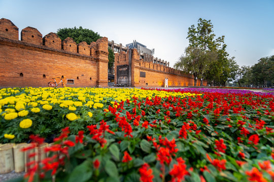 Tha Phae Gate of old city in Chiang Mai, Thailand. .
