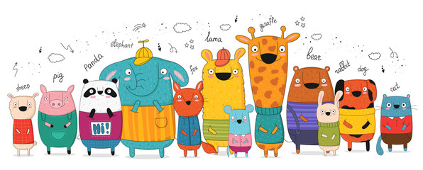Vector poster with cartoon funny animals © Alexandra