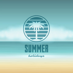 Summer holidays label or badge typography slogan design