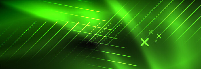 Neon glowing techno lines, hi-tech futuristic abstract background template with lines