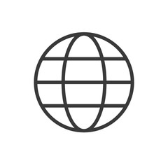 Global vector icon, Round ball, grid. Line outline thin flat design sign for web, website, mobile app