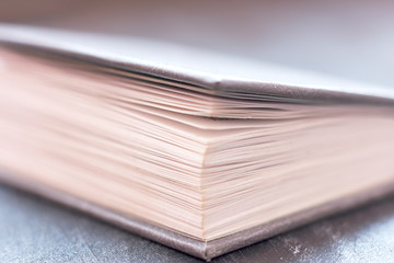 Opened book close up. Macro shoot, selective focus
