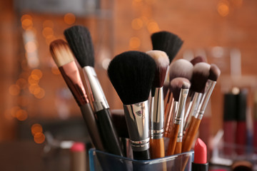 Set of makeup brushes, closeup
