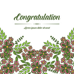 Vector illustration white background floral frame for greeting congratulation hand drawn