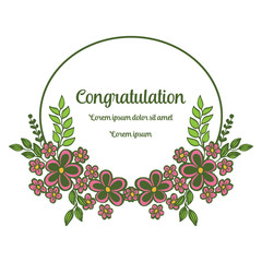 Vector illustration white background floral frame for greeting congratulation hand drawn