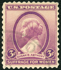 USA - 1936: shows portrait Susan Brownell Anthony (1820-1906), social reformer and rights activist