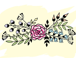 sketch illustration of flowers. Suitable for greeting card design.