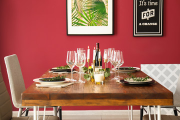 Beautiful table setting in dining room