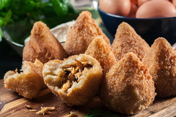 Coxinha. Fried croquette with chicken