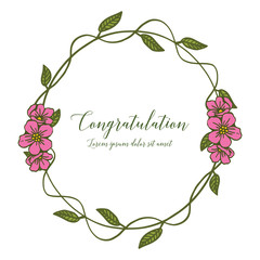 Vector illustration lettering congratulation with texture flower frame hand drawn