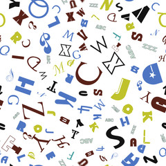 Letters, alphabet, education, school concept. Seamless vector EPS 10 pattern. Flat style