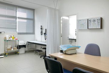 Hospital doctor consulting room. Healthcare equipment. Medical treatment