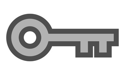 Key symbol icon - red with outline, isolated - vector