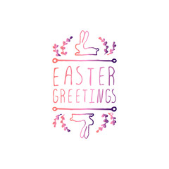 Handdrawn Typographic Easter Element on White Background