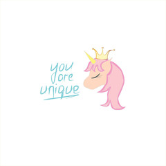 Vector illustration with princess unicorn 